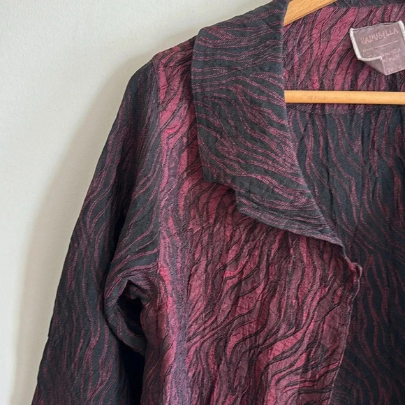 Harubella maroon and black textured swirl print cardigan jacket top size M - Picture 3 of 9